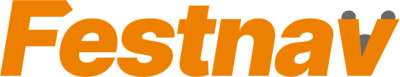 Bold, italic and orange text spelling Festnav