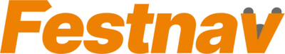 Bold, italic and orange text spelling Festnav